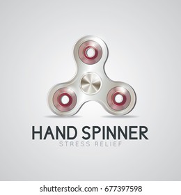 Silver hand spinner fidget toy. Hand fidget spinner toy stress and anxiety relief 