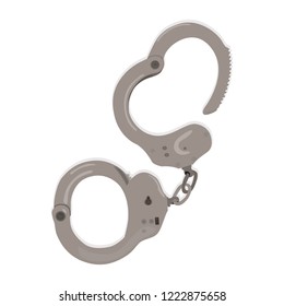 Silver handcuffs isolated on white background. Realistic style.