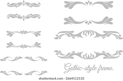 Silver Hand-drawn decorative frame set with wind motif.