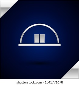 Silver Hangar icon isolated on dark blue background.  Vector Illustration