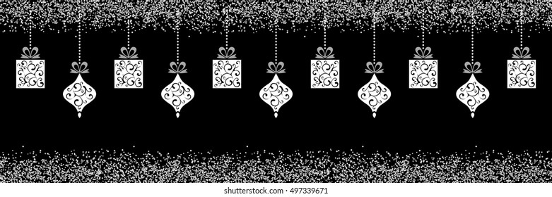 Silver Hanging Christmas Decoration with Sparkle