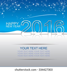 silver Happy new year 2016 on blue background