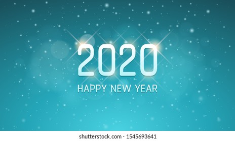 Silver Happy new year 2020 with snowflakes in vintage blue color background