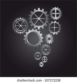 silver hears over black background. vector illustration