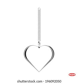 silver heart with chain isolated on white background vector