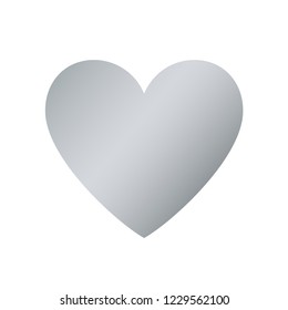 Silver Heart Icon. Vector Shape.