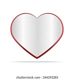 Silver heart on white background, Vector illustration