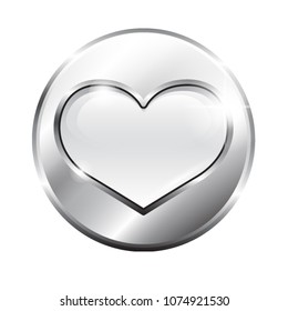 Icono en forma de corazón plateado con espacio para tu texto. Ilustración vectorial.