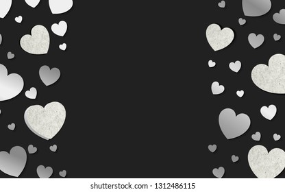 Silver hearts background design vector