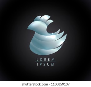 Silver hen or rooster logo concept