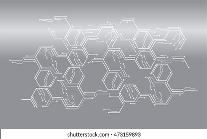 silver hexagon abstract cyber future technology concept background, illustration, circuit. move motion speed. sci-fi. vector, Safety, Closed Padlock on digital. Spark