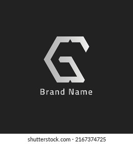 Silver hexagon abstract logo forming letters.