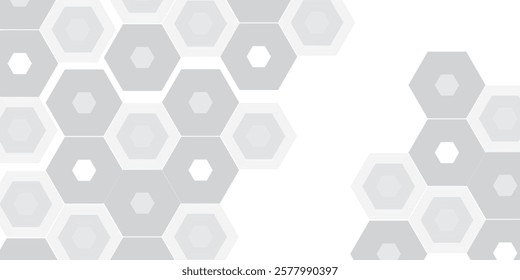 Silver hexagon abtract background. White recycle hexagon cardboard surface art simple modern