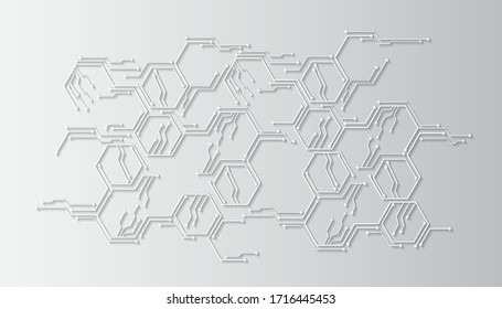Silver Hexagon Cyber Circuit Future Technology Concept Background