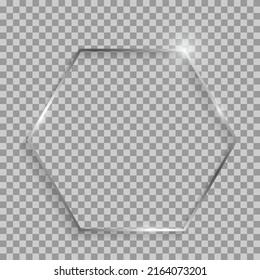 Silver hexagon frame with shadows and highlights isolated on a transparent background.