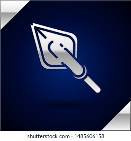 Silver Hipster arrow tip icon isolated on dark blue background.  Vector Illustration