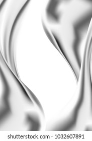 Silver Holographic Abstraction on White Background. Thick Substance in Futuristic Style. 3d Abstract Illustration. Glossy Holographic Liquid for Fashion Flyer, Brochure Design, Web Design, Cover.