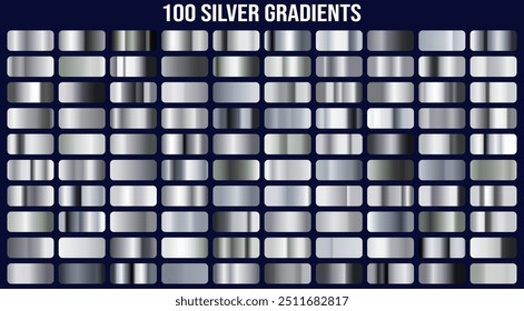 Silver, holographic, bronze and golden foil texture gradation background set. Vector shiny hologram and metalic gradient collection for border, frame, ribbon, label design