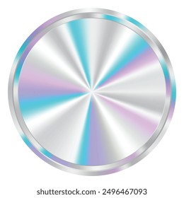 Silver holographic sticker. Holographic sticker quality emblem. Shiny rainbow emblem. Symbol of certification product. Vector illustration
