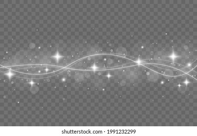 Silver horizontal lens flares pack, laser beams, light flare. Luminous abstract sparkling lines.