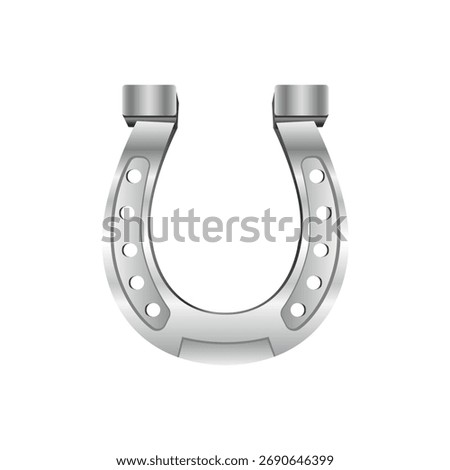 Silver Horseshoe. 3D Symbol of Luck and Fortune