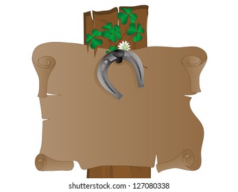 Silver horseshoe with clover leaves