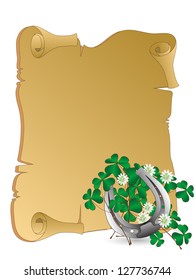 Silver horseshoe with clover leaves