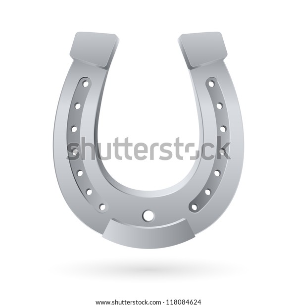 Silver Horseshoe Illustration On White Background Stock Vector (Royalty ...