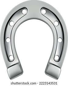 Silver horseshoe on a white background. Vector EPS-10