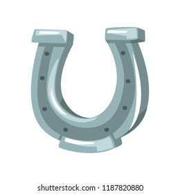 Silver horseshoe, symbol of the Wild West vector Illustration on a white background