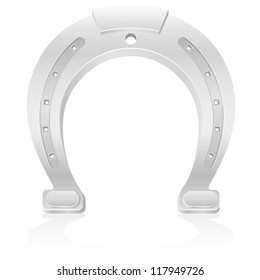 silver horseshoe talisman charm vector illustration isolated on white background