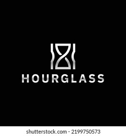 silver hourglass vector logo design