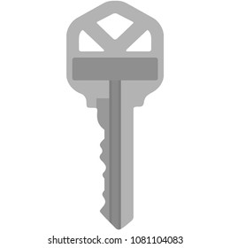 Silver House Key Illustration - Single traditional silver house key isolated on white background