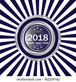 Silver icon 2018 - abstract dark blue white background - rays of the rising sun -art illustration vector