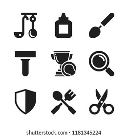 silver icon. 9 silver vector icons set. ladle, scissors and utensils icons for web and design about silver theme