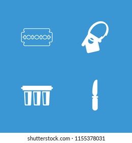 Silver icon. collection of 4 silver filled and outline icons such as knife, home key tag, filter. editable silver icons for web and mobile.