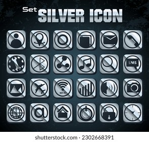 Silver icon Smartphone Set Bs 1