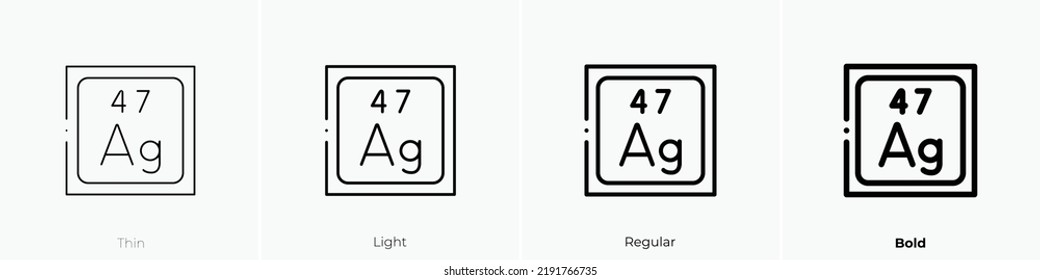 silver icon. Thin, Light Regular And Bold style design isolated on white background