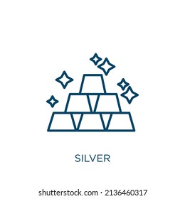 silver icon. Thin linear silver outline icon isolated on white background. Line vector silver sign, symbol for web and mobile