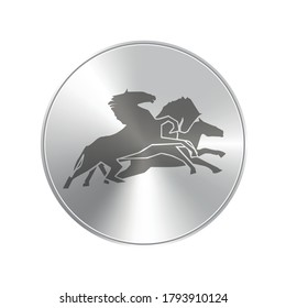 silver icon three horses vector