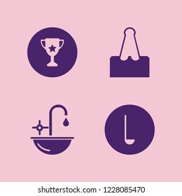 silver icon. silver vector icons set ladle spoon, trophy cup, sink and paper clip
