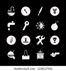 silver icon. silver vector icons set fountain pen, christmas ball, water tap and sink