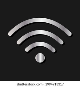 silbernes Symbol WiFi auf dunklem Hintergrund.