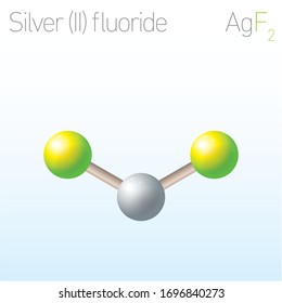 Silver (II) fluoride AgF2 Structural Chemical Formula and Molecule Model. Chemistry Education Vector Illustration