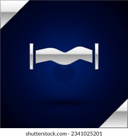 Silver Industry metallic pipe icon isolated on dark blue background. Plumbing pipeline parts of different shapes.  Vector