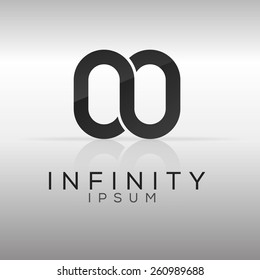 Silver infinity logo template. Vector graphic element.