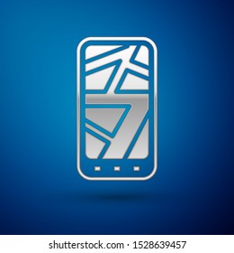 Silver Infographic of city map navigation icon isolated on blue background. Mobile App Interface concept design. Geolacation concept.  Vector Illustration