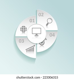 Silver infographic design with different icons.Vector illustration. can be used for workflow layout, banner, diagram, number options, step up options, web design.