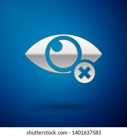 Silver Invisible or hide icon isolated on blue background. Vector Illustration
