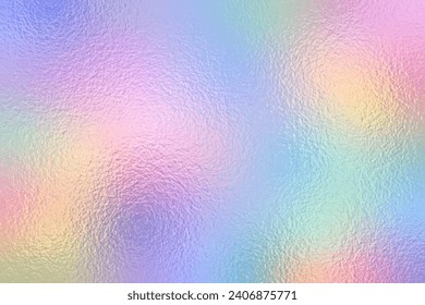 Silver iridescent foil texture, pastel unicorn rainbow background with glass effect for web, vector illustration.